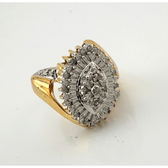 Marquise Cut 1/2 Carat Diamond Ring - Gold Overlaying Sterling Silver Size 8 - Picture 12 of 16